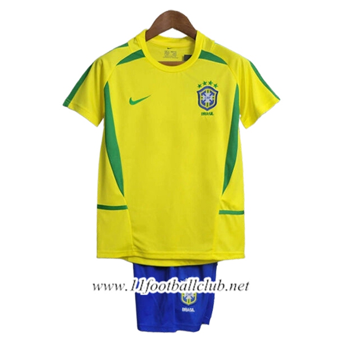 Maillot de Foot Bresil Retro Enfant Domicile 2002