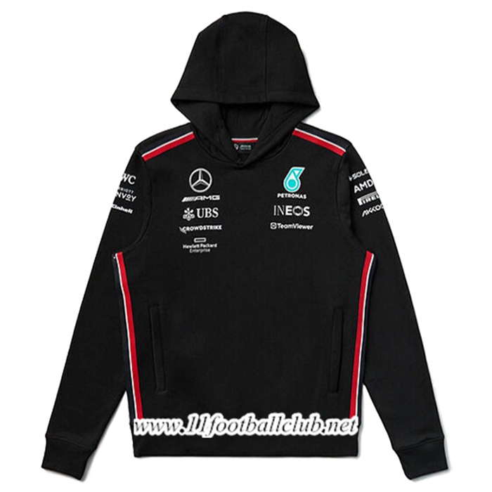 Sweatshirt Capuche F1 Mercedes Benz Team Noir/Rouge 2024