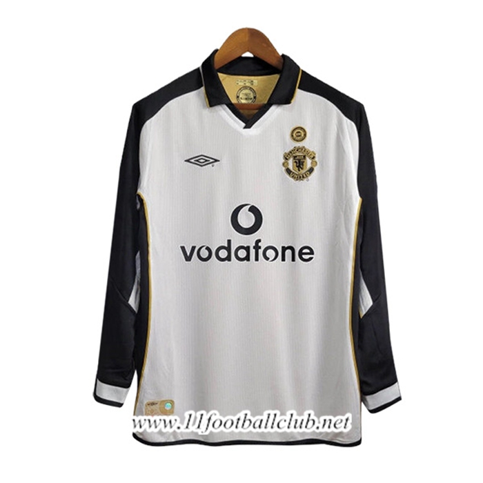 Maillot de Foot Manchester United Retro Exterieur Manches Longues 2001/2002