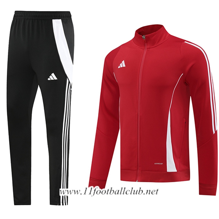 Ensemble Survetement de Foot Veste Foot Adidas Rouge/Blanc/Noir 2024/2025