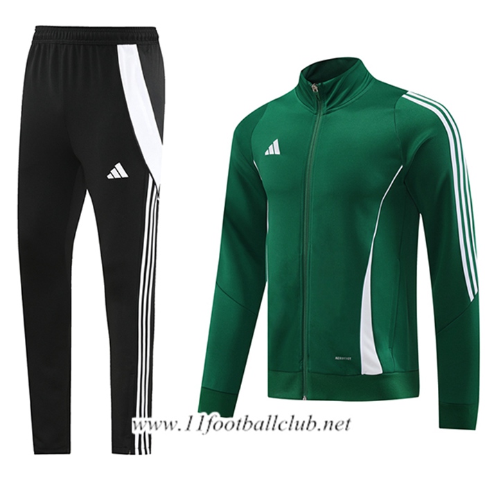 Ensemble Survetement de Foot Veste Foot Adidas Vert/Blanc/Noir 2024/2025