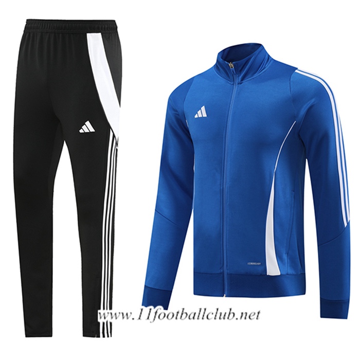 Ensemble Survetement de Foot Veste Foot Adidas Bleu/Blanc/Noir 2024/2025