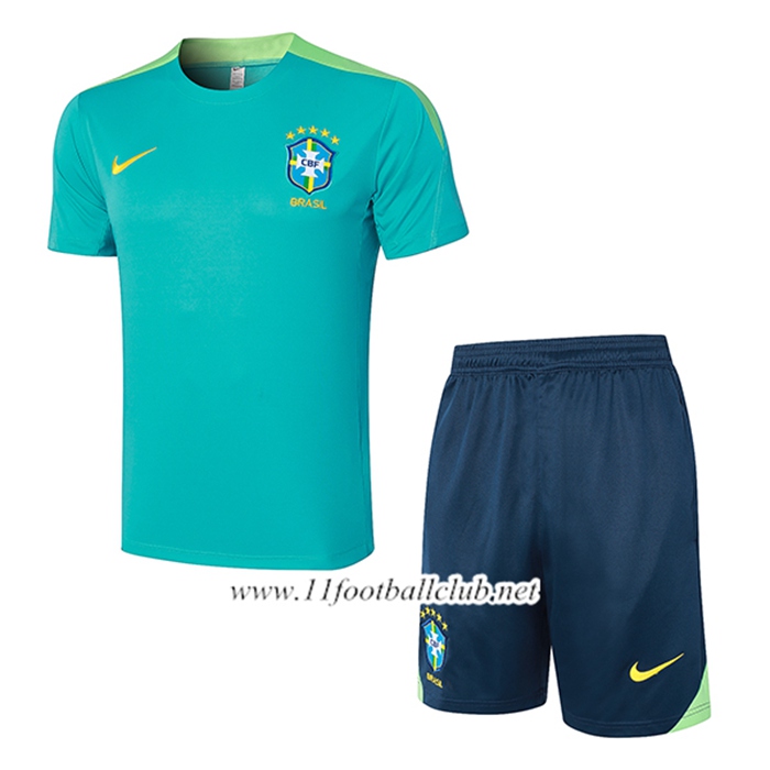 Ensemble Training T-Shirts + Shorts Brésil Vert 2024/2025