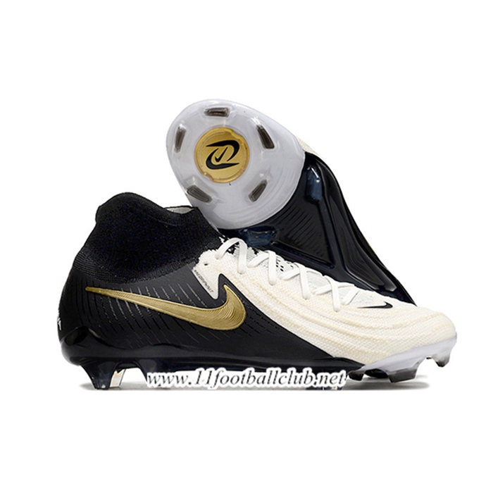 Nike Chaussures de Foot Phantom Luna Elite NU FG Noir/Blanc/Jaune -03