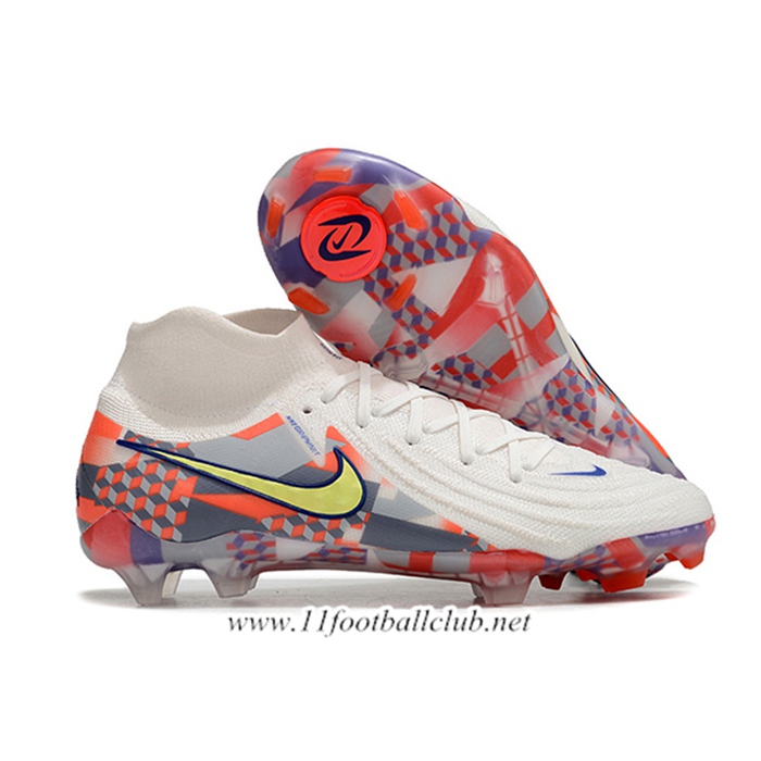 Nike Chaussures de Foot Phantom Luna Elite NU FG Blanc/Gris/Orange