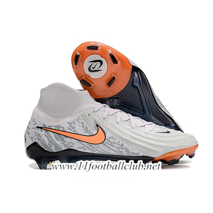 Nike Chaussures de Foot Phantom Luna Elite NU FG Blanc/Orange/Gris