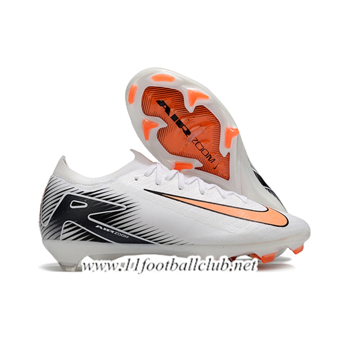 Nike Chaussures de Foot AIR Zoom Mercurial Vapor 16 Elite XXV FG Blanc/Noir/Orange