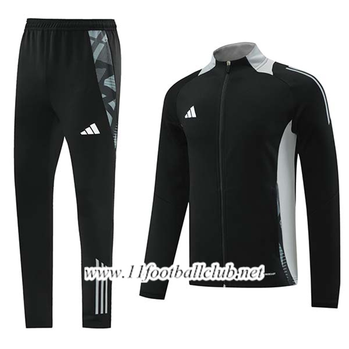 Ensemble Veste Survetement de Foot Adidas Noir/Gris 2024/2025