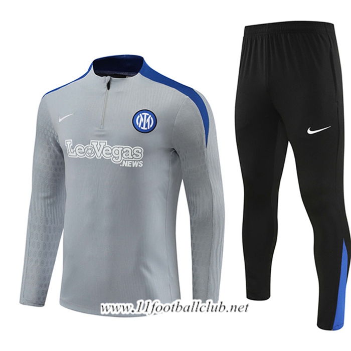 Ensemble Survetement de Foot Inter Milan Gris/Noir/Bleu 2024/2025