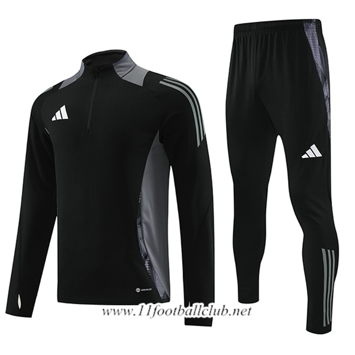 Ensemble Survetement de Foot Adidas Noir/Gris 2024/2025 -02