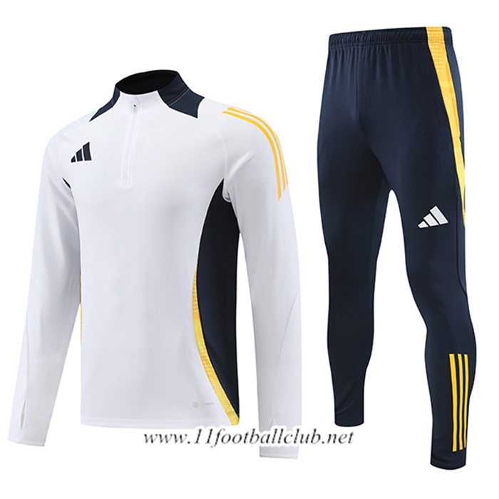 Ensemble Survetement de Foot Adidas Blanc/Noir/Jaune 2024/2025