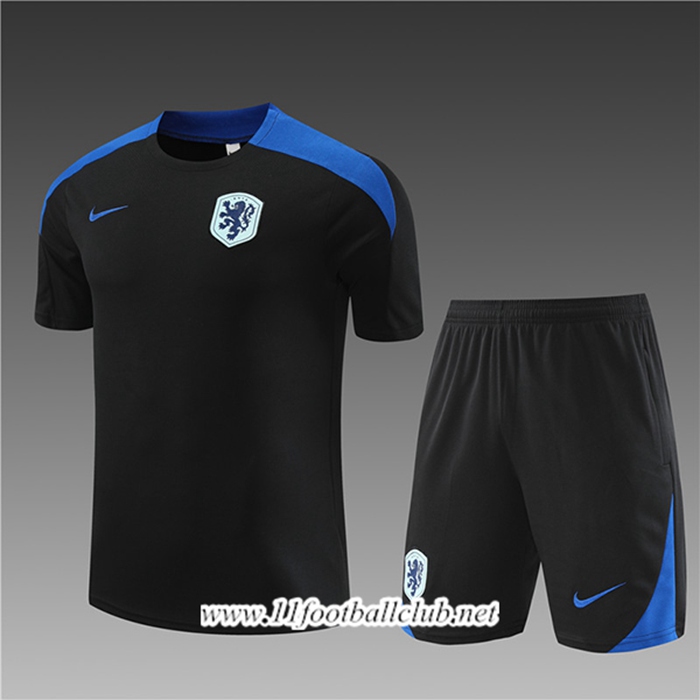 Ensemble Training T-Shirts Pays-Bas Enfant Noir/Bleu 2024/2025