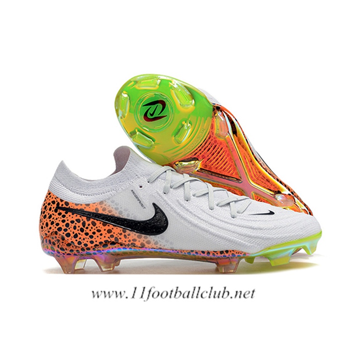 Nike Chaussures de Foot Phantom Luna Elite NU FG Blanc/Orange/Noir