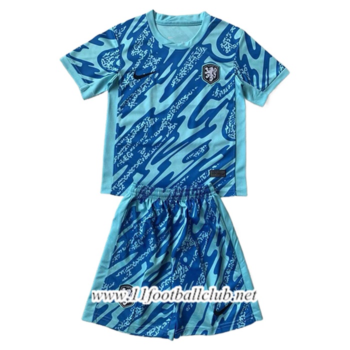 Maillot de Foot Pays-Bas Enfant Gardien De But Bleu Clair 2024/2025