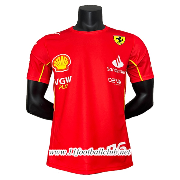 T-Shirt F1 Scuderia Ferrari Team #16 Rouge/Jaune 2024