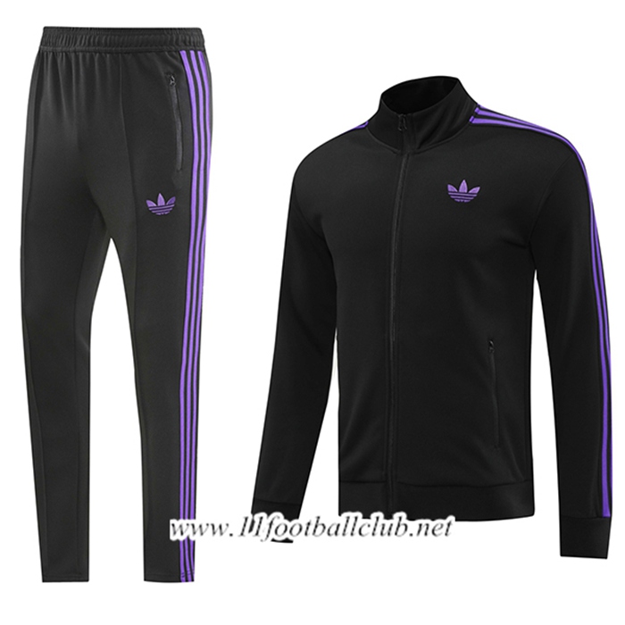 Ensemble Veste Survetement De Foot Adidas Noir/Pourpre 2024/2025