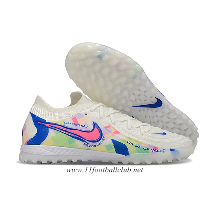 Nike Chaussures de Foot Phantom GX II EliteTF Blanc/Bleu/Rose -02