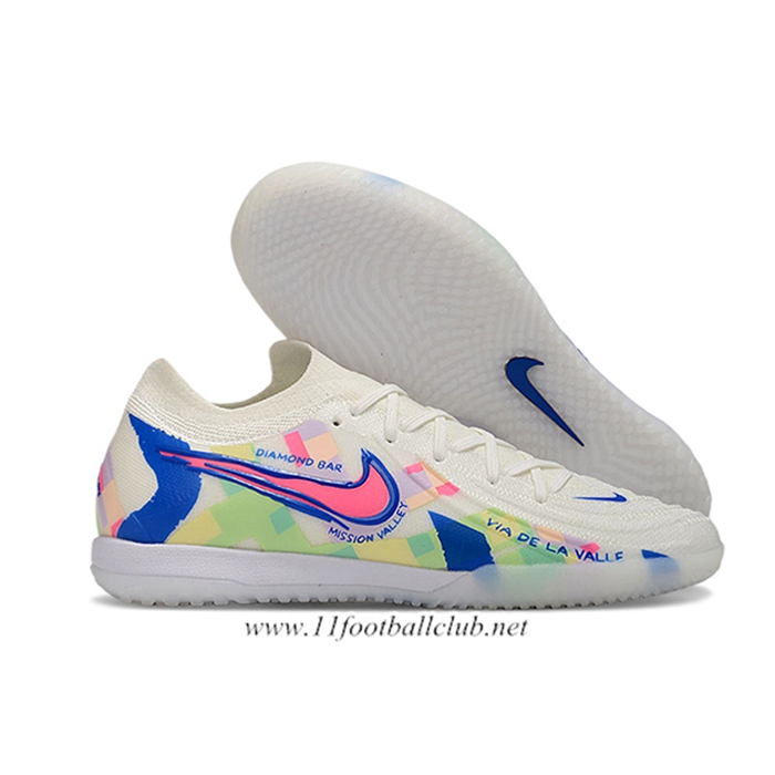 Nike Chaussures de Foot Phantom GX II Elite IC Blanc/Bleu/Rose -02