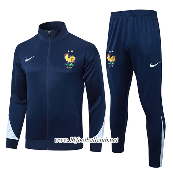 Ensemble Veste Survetement de Foot France Bleu Royal 2024/2025