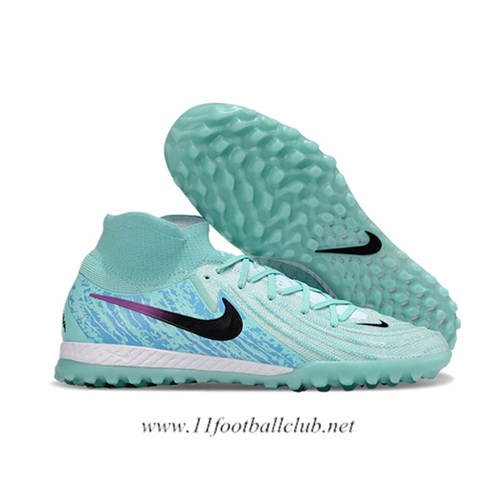 Nike Chaussures de Foot Phantom Luna Elite NU TF Vert/Bleu -02