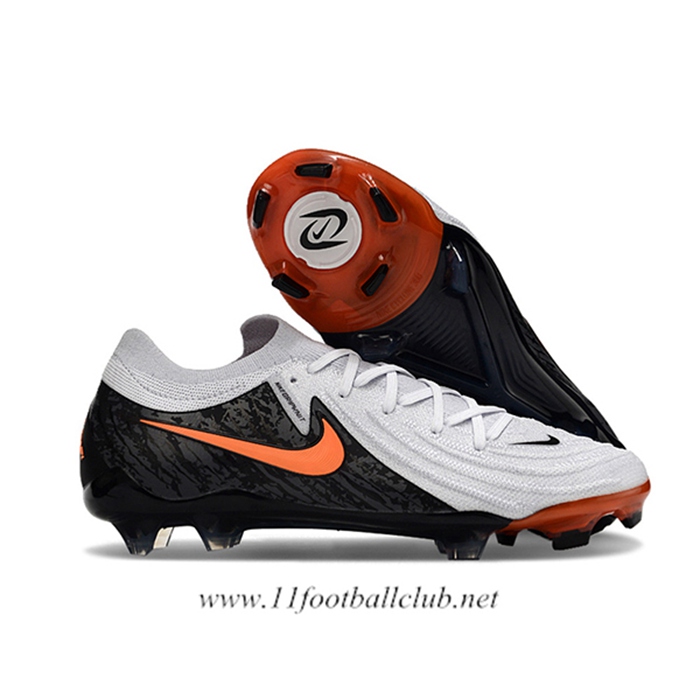 Nike Chaussures de Foot Phantom Luna Elite NU FG Blanc/Noir/Orange -03
