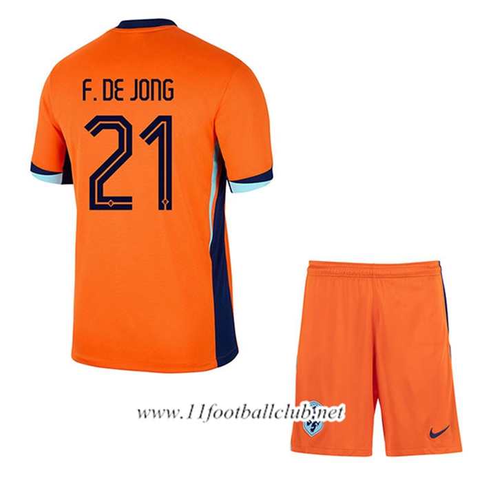 Maillot Equipe Foot Pays-Bas (F.DE JONG #21) Enfant 2024/2025 Domicile