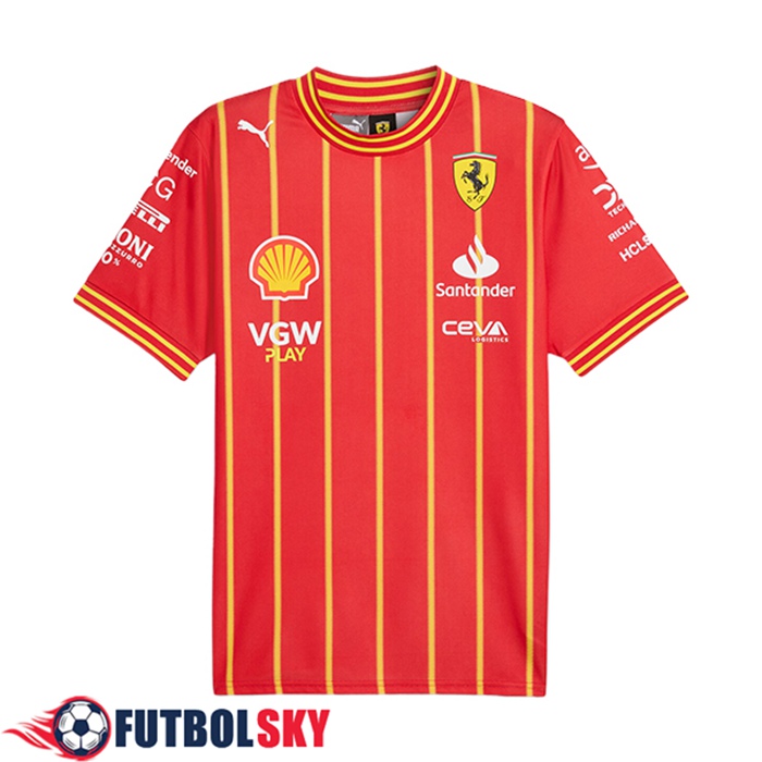 T-Shirt F1 Scuderia Ferrari Team (SAINZ #55) Rouge/Jaune 2024