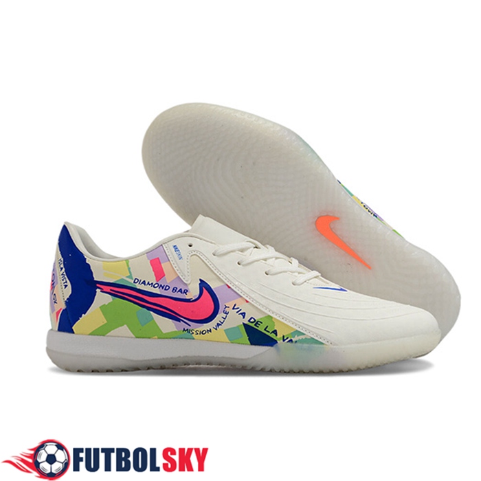 Nike Chaussures de Foot Phantom GX II Elite IC Blanc/Vert/Rose