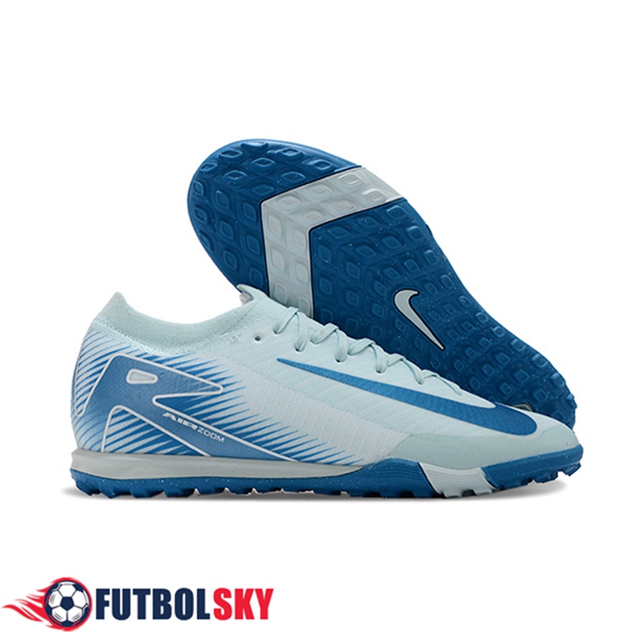Nike Chaussures de Foot Air Zoom Mercurial Vapor XVI Elite TF Blanc/Bleu
