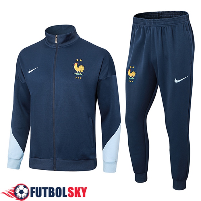 Ensemble Veste Survetement de Foot France Bleu Royal 2024/2025 -02