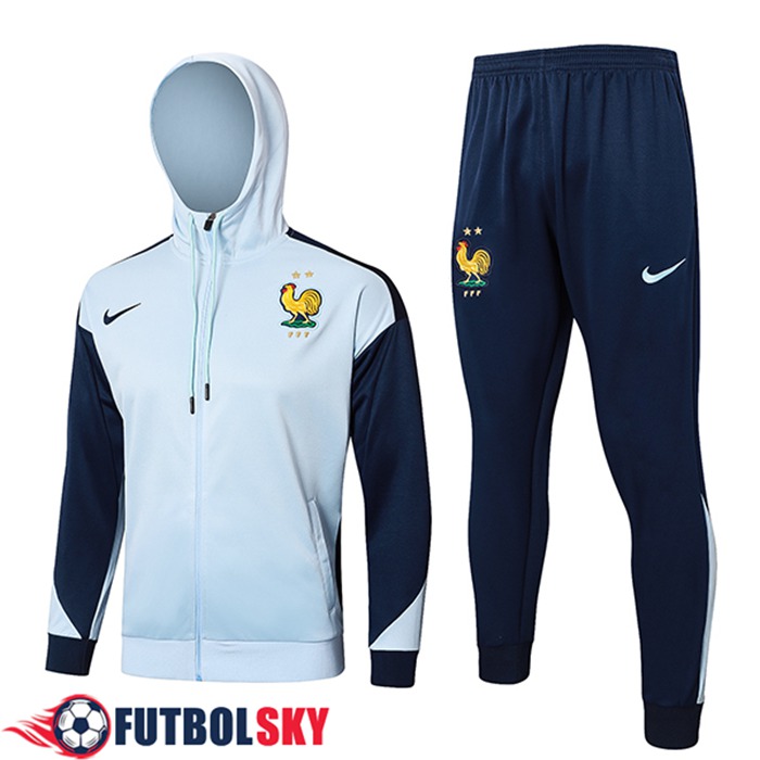 Ensemble Survetement Veste A Capuche Coupe-Vent France Bleu 2024/2025