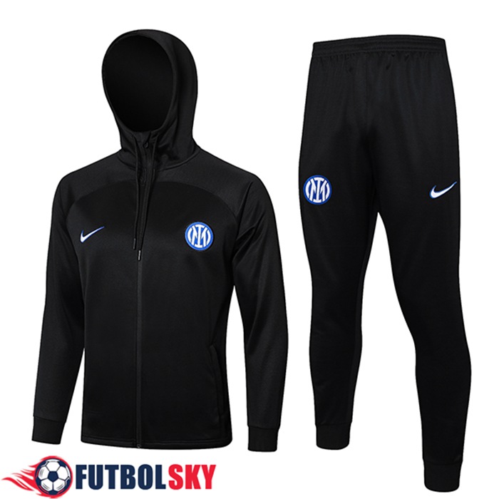 Ensemble Survetement Veste A Capuche Coupe-Vent Inter Milan Noir 2024/2025