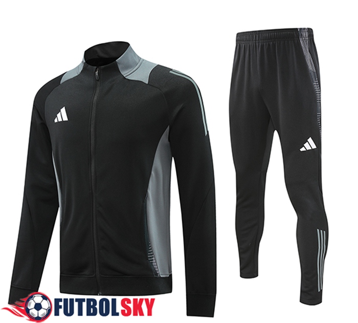 Ensemble Veste Survetement de Foot Adidas Noir/Gris 2024/2025