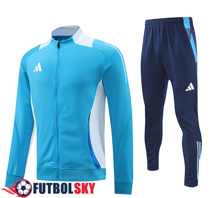 Ensemble Veste Survetement de Foot Adidas Bleu/Blanc 2024/2025