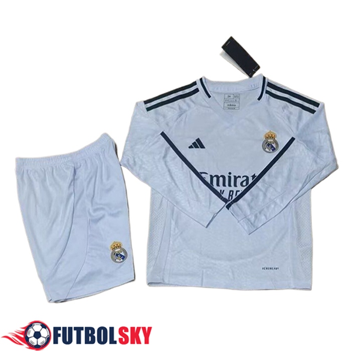 Maillot de Foot Real Madrid Enfant Domicile Manches Longues 2024/2025