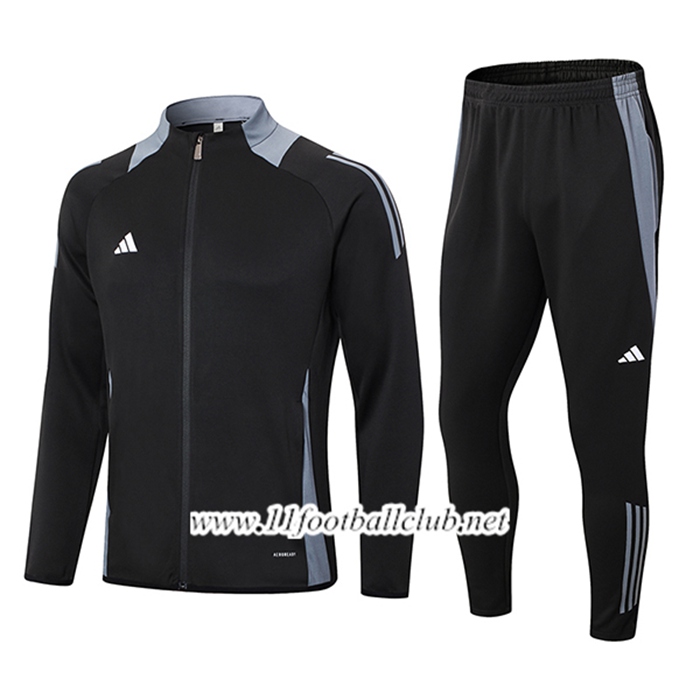 Ensemble Veste Survetement de Foot Adidas Noir/Gris 2024/2025