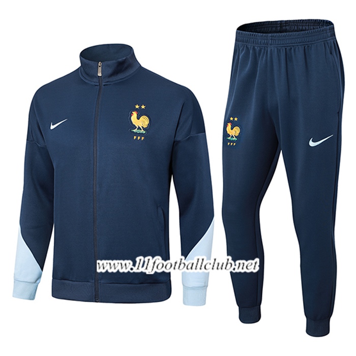 Ensemble Veste Survetement de Foot France Bleu Royal 2024/2025 -03