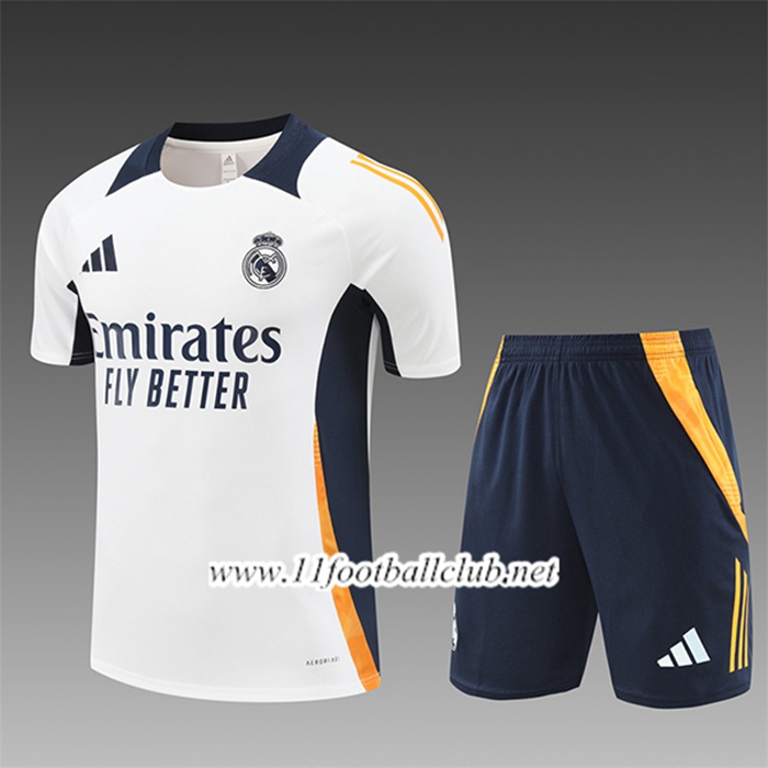 Ensemble Training T-Shirts Real Madrid Enfant Blanc/Noir/Orange 2024/2025
