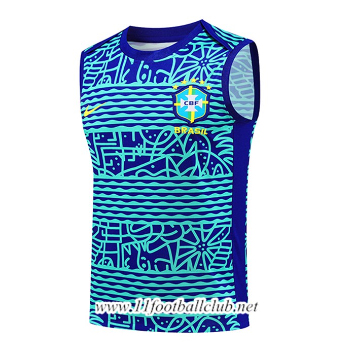 Training Debardeur Brésil Bleu/Vert 2024/2025