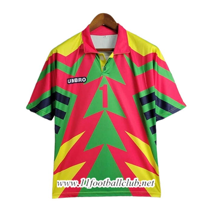 Maillot de Foot Mexique Retro Gardien De But Vert/Rouge 1998