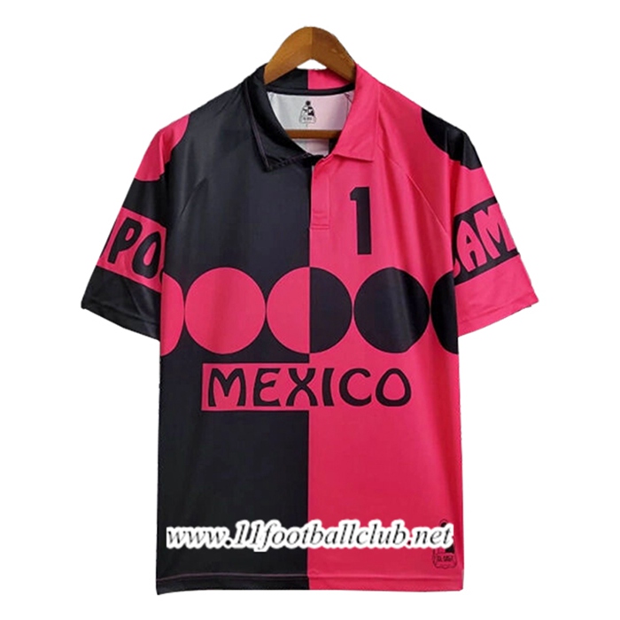 Maillot de Foot Mexique Retro Gardien De But Noir/Rose 1998