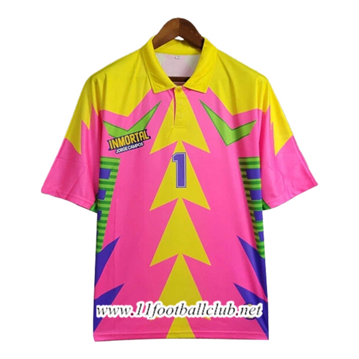 Maillot de Foot Mexique Retro Gardien De But Rose/Jaune