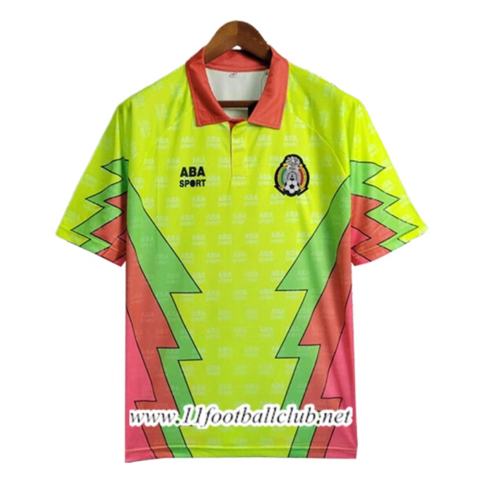Maillot de Foot Mexique Retro Gardien De But Vert/Bleu