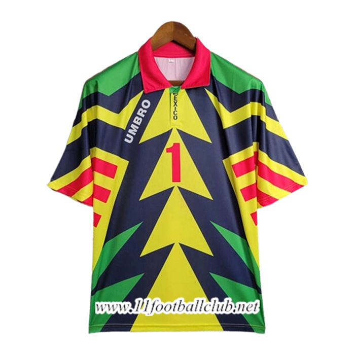 Maillot de Foot Mexique Retro Gardien De But Jaune/Bleu