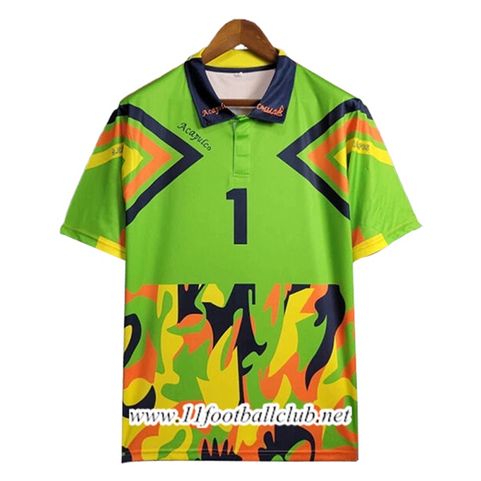 Maillot de Foot Mexique Retro Gardien De But Vert/Jaune