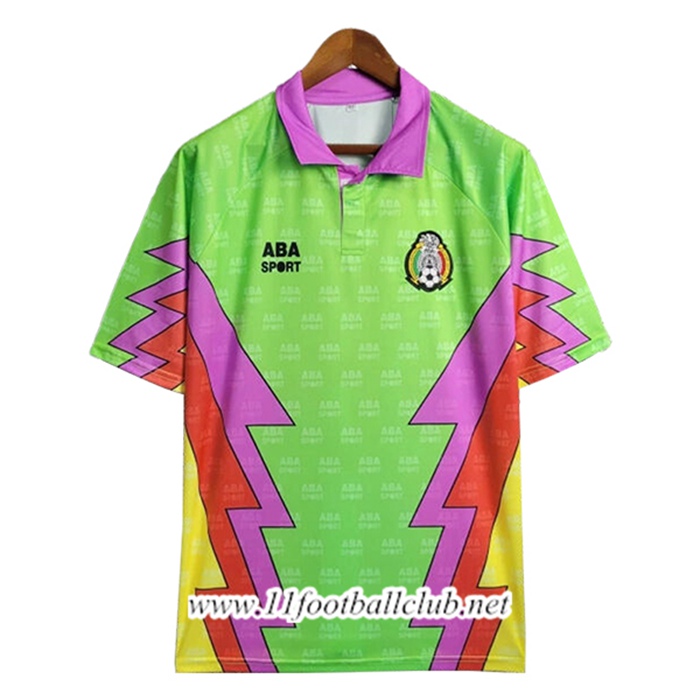 Maillot de Foot Mexique Retro Gardien De But Vert/Pourpre