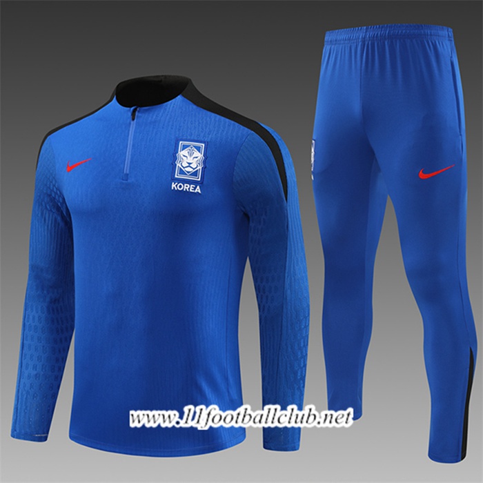 Ensemble Survetement de Foot Corée Du Sud Enfant Bleu/Noir 2024/2025