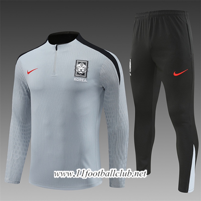 Ensemble Survetement de Foot Corée Du Sud Enfant Gris/Noir 2024/2025