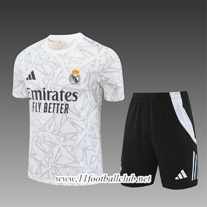 Ensemble Training T-Shirts Real Madrid Enfant Blanc/Gris 2024/2025