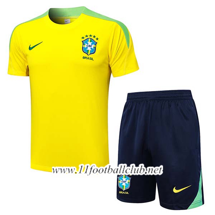 Ensemble Training T-Shirts Brésil Jaune/Vert 2024/2025